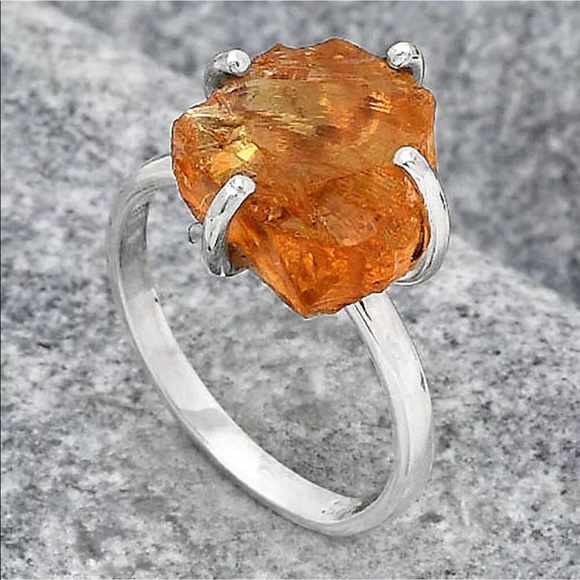 AAA Mandarin citrine sterling silver rings - Picture 3 of 5